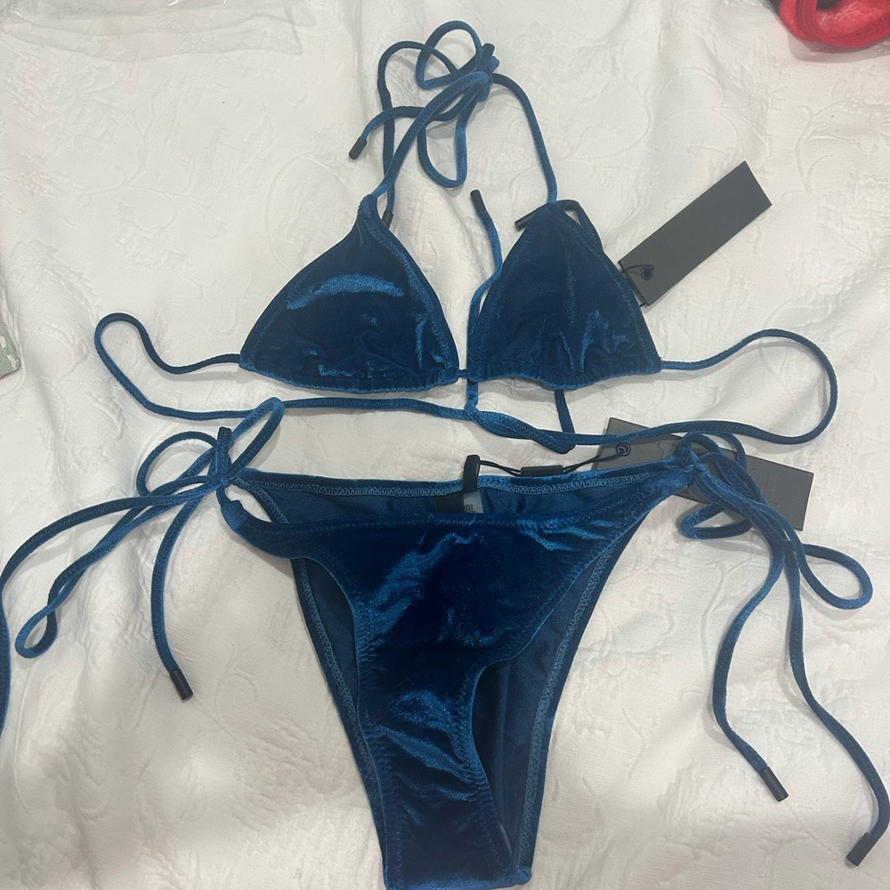 Triangl Velvet Blue Bikini Set